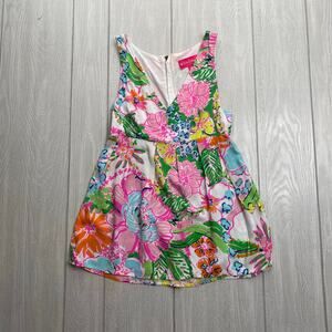 Lilly Pulitzer Target Nosey Posey Tropical Floral Swing Babydoll Tank Top XS